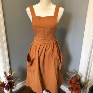 Boutique tan overall dress small